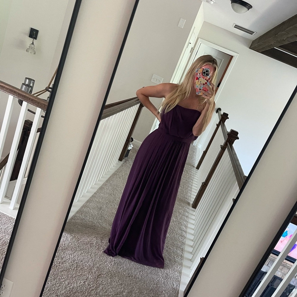 Eggplant dessy collection bridesmaids dress